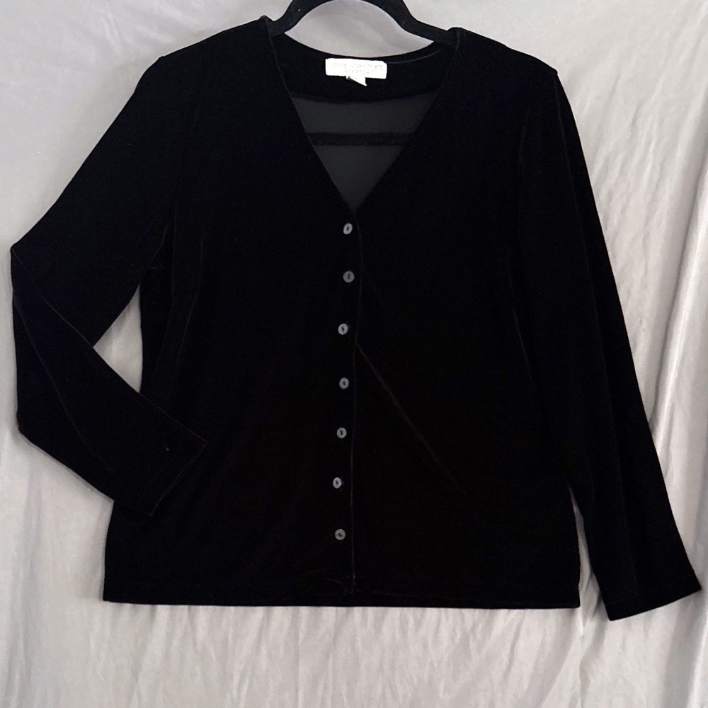 Petite Sophisticate Velvet Button Cardigan S Black Dark Fairy Academia Vampy Emo